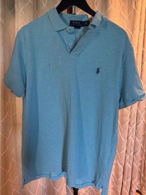 Ralph Lauren Light Blue Men's Polo Shirt with Navy Logo